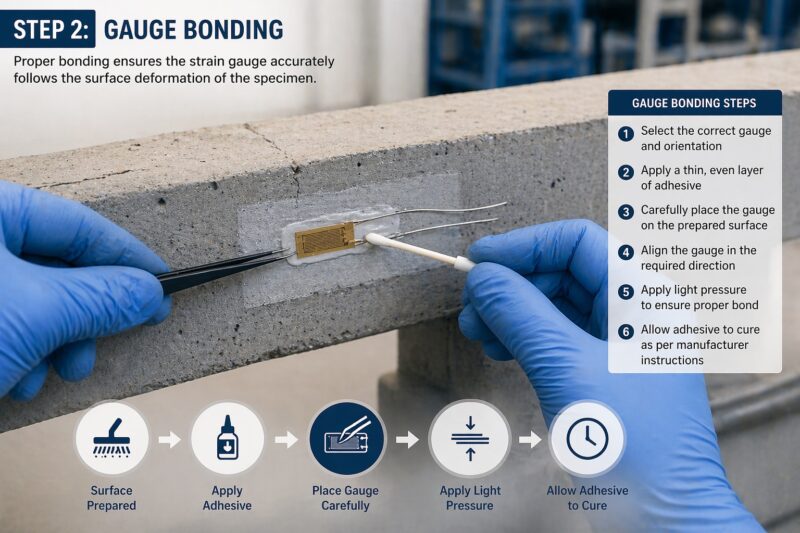 Installation Process in Structural Test Setups: Step 2- Gauge Bonding