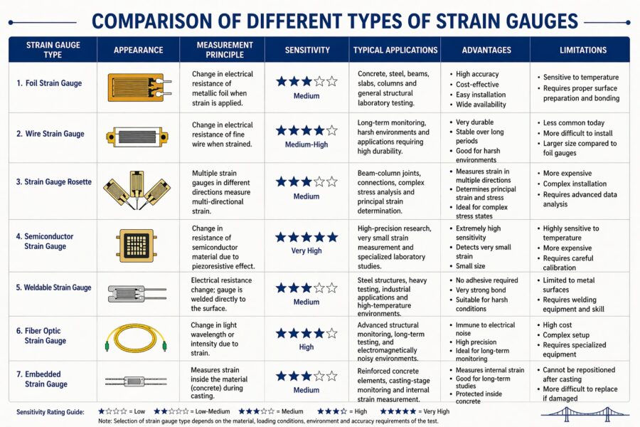 Comparison of Strain Gauge Types for Structural Laboratory Testing